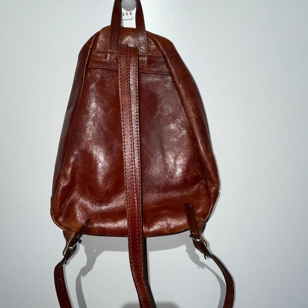 Vintage Bolsos Gomez Women's Brown Leather Pocket Side Zip Mini Backpack Bag - Picture 6 of 12